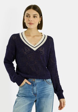 À COL V - Jersey de punto - marine