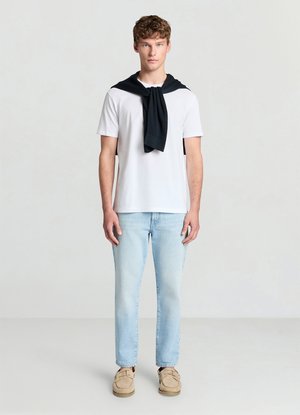 LUNGO TINTA UNITA - Jeans Tapered Fit - blu denim chiaro