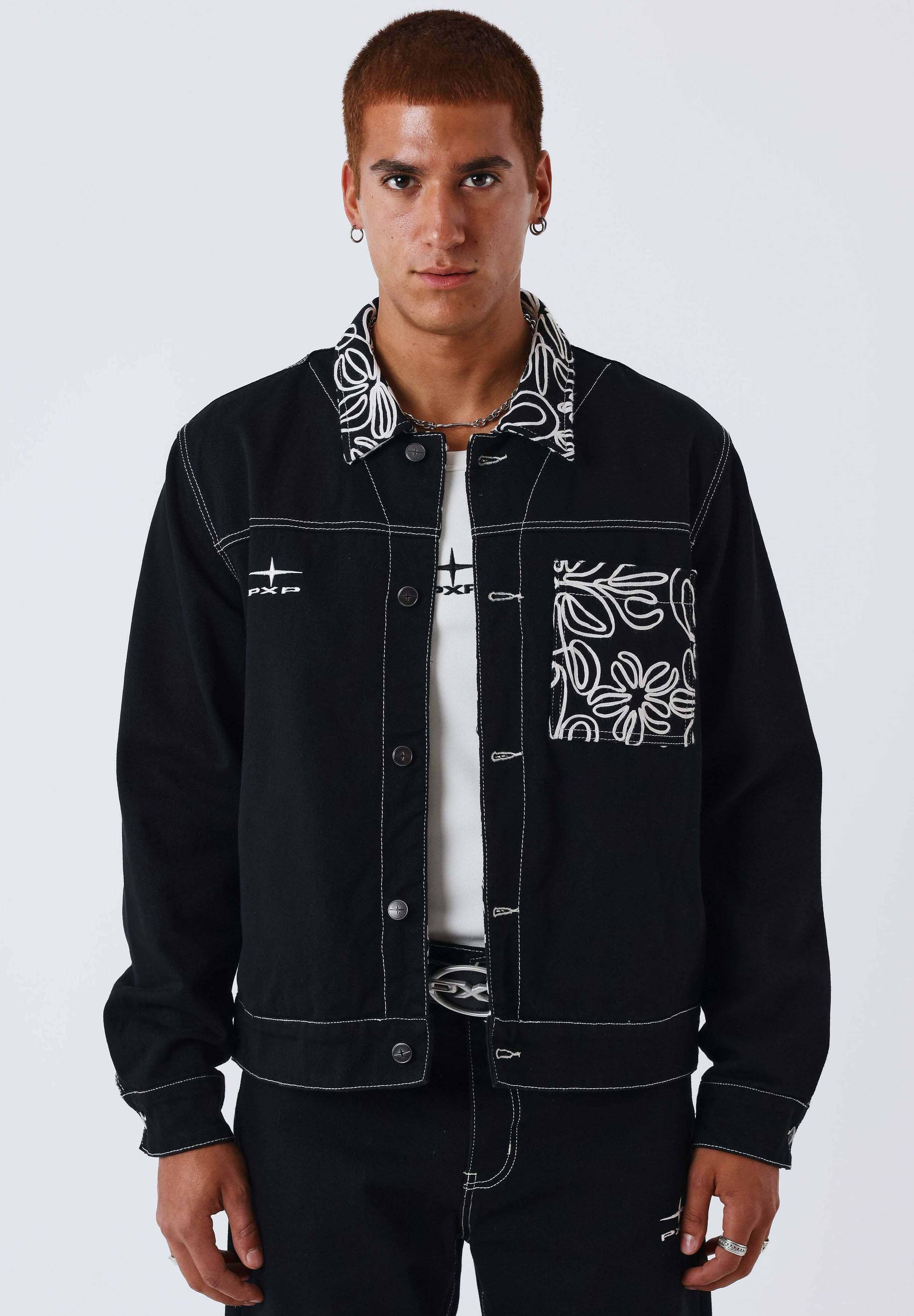 Project X Paris BANDANA - Denim jacket - noir/black - Zalando.ie