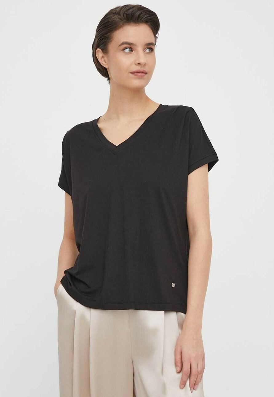 T-shirt Femme Springfield - Col En V Dentelle - Coupe Décontractée Et Matière De Qualité