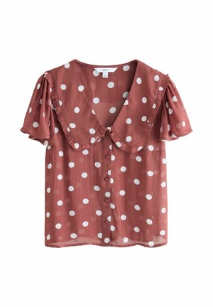 FIT - PETER PAN COLLAR SHEER SHORT SLEEVE - Bluza s gumbima - brown ecru spot