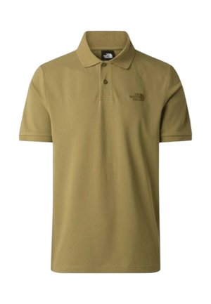 Heren polo shirt met korte mouwen in olijfgroen, met twee knopen en een klein "The North Face" logo op de linkerborst.