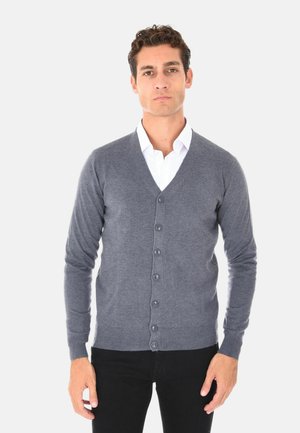 SCOLLO A V - Cardigan - grigio