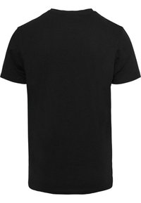 Black short-sleeve T-shirt made from cotton, featuring a round neckline and a solid color without any patterns or embellishments.