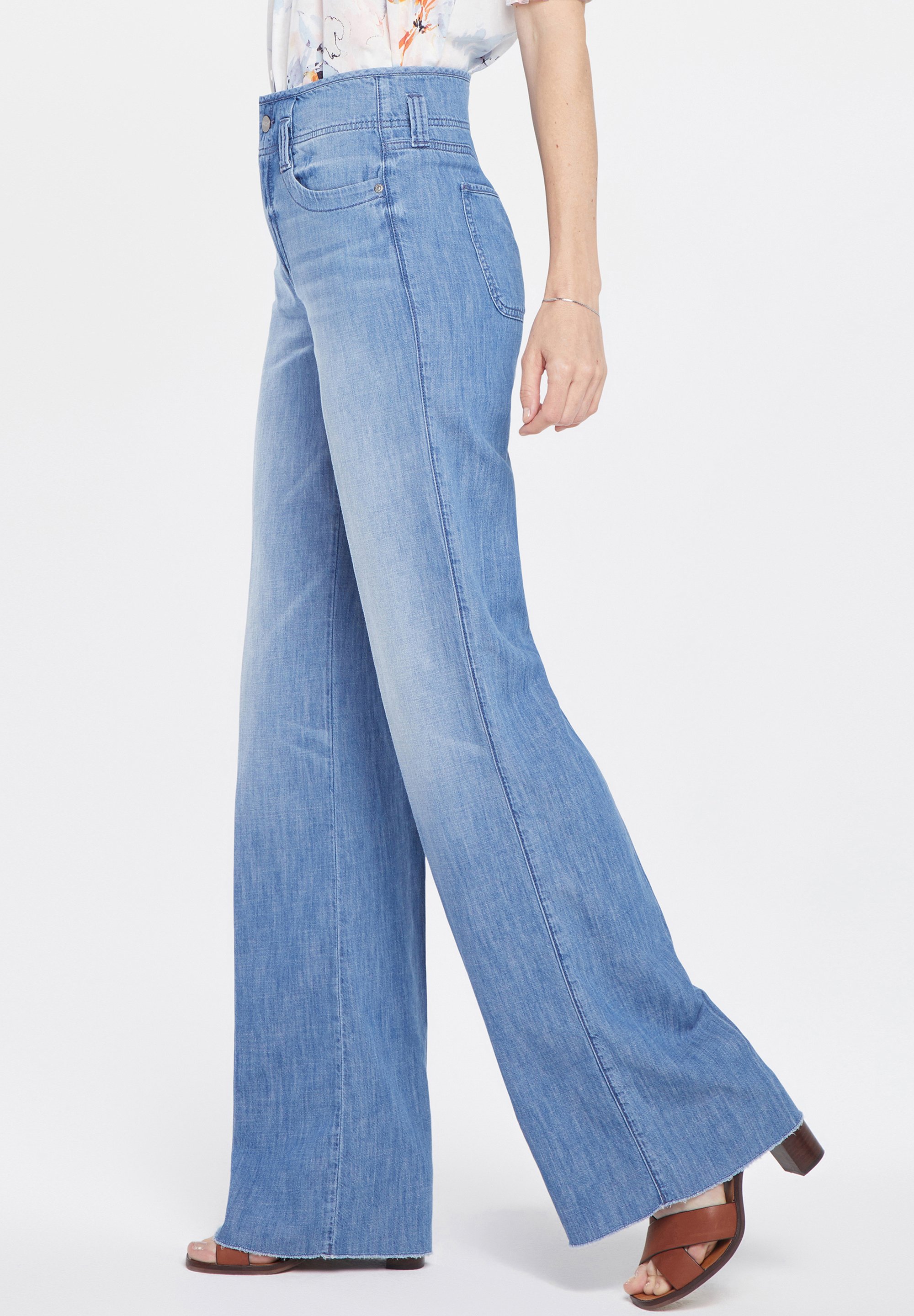 NYDJ HIGHER RISE TERESA WIDE LEG HOLLYWOOD - Jean flare - everly/bleu -  ZALANDO.FR