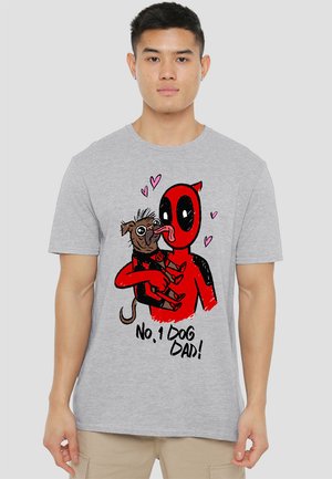 DEADPOOL DOGPOOL NO DOG DAD - Print T-shirt - mottled grey