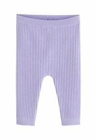Colanți mov liliachi cu dungi, cu croială strâmtă, talie elastică și textură moale, concepuți pentru confort și libertate de mișcare.