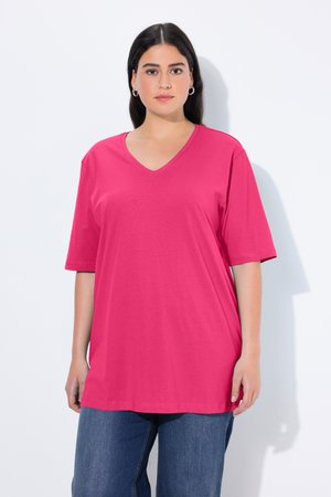 Ulla Popken, V-AUSSCHNITT, HALBARM - Basic T-shirt - magentapink