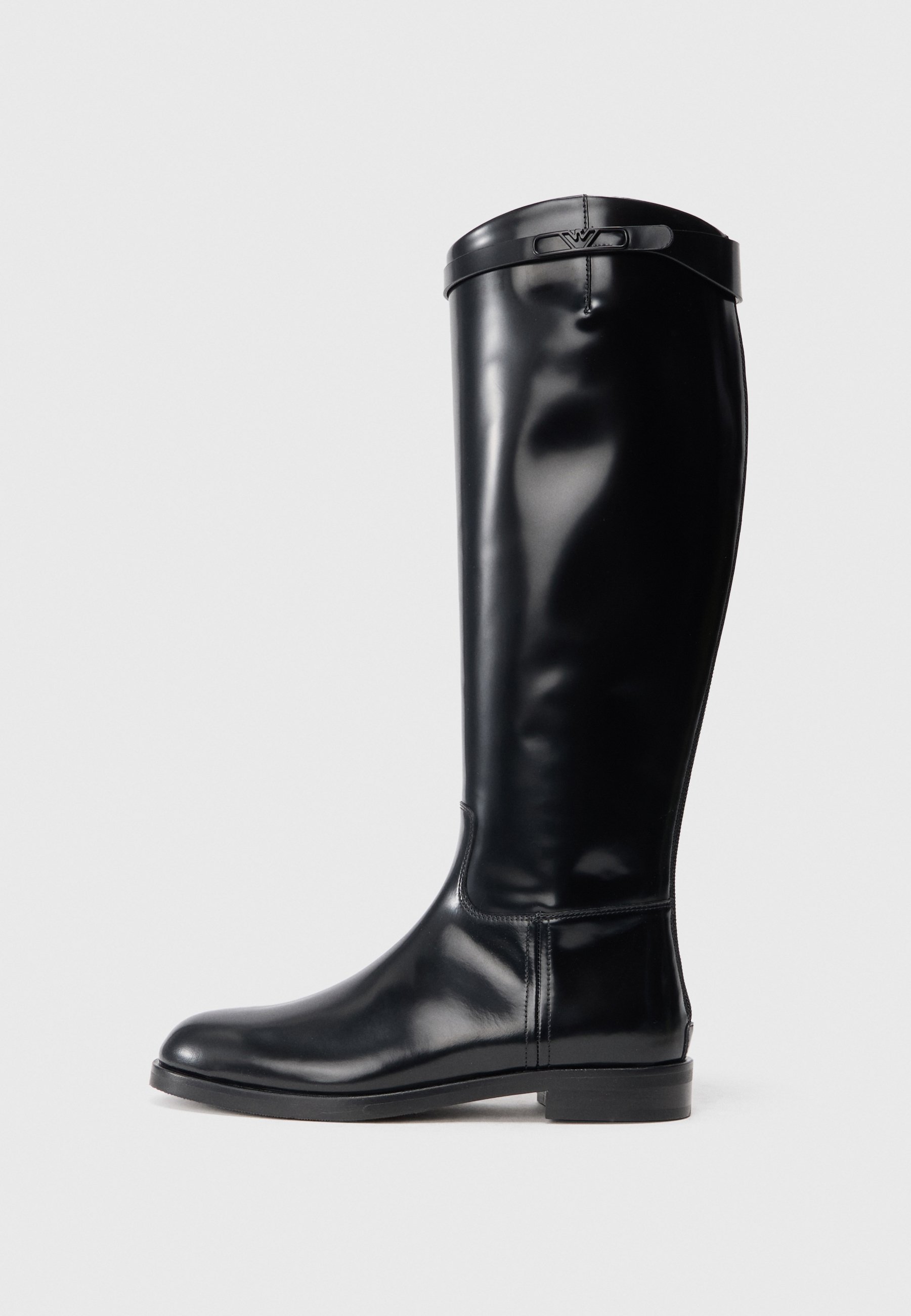 Emporio Armani - Nero + Nero Plaid Boots Emporio Armani - Leather ankle boots with elastic inserts  main image 4