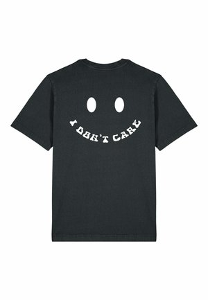 I DONT CARE  BACK PRINT HEAVYWEIGHT - Print T-shirt - washed black