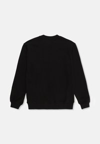 Czarny sweatshirt wykonany z miękkiego materiału, z ribbingiem w okolicy szyi, długimi rękawami oraz elastycznymi mankietami i hemem. Prosty design z tyłu bez grafik.