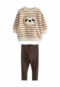 Next - SET - Legíny – nohavice - brown and off white stripe Miniatúrny obrázok 1
