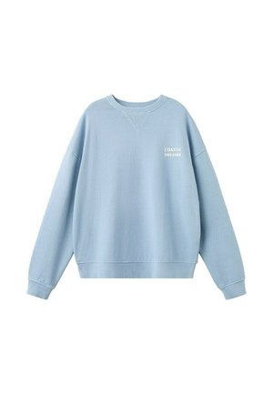 Sweat-shirt à manches longues bleu clair avec poignets et ourlet côtelés, présentant le texte blanc "COASTAL DREAMER" sur le côté gauche de la poitrine.