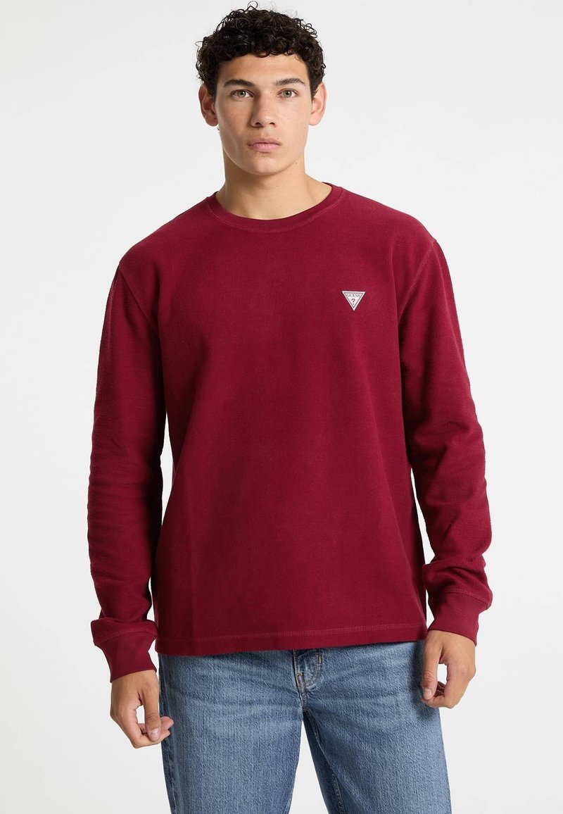 Guess Jeans WAFFELMUSTER MINI-DREIECK - Maglietta a manica lunga - rosso
