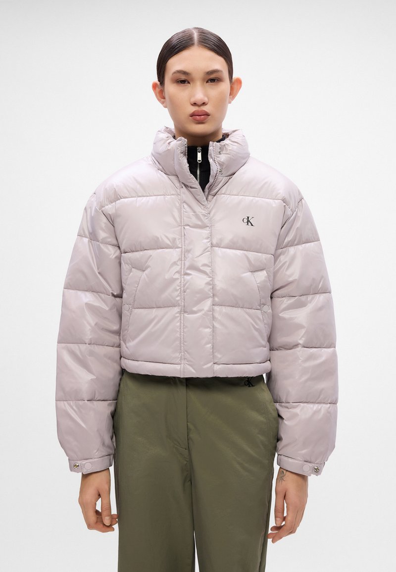 Calvin Klein Jeans CROP PUFFER JACKET - Zimní bunda - gull gray