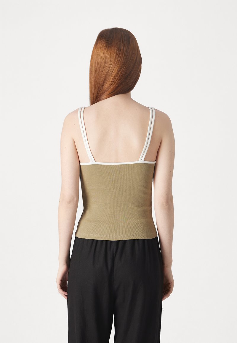 Noisy May Nmmaya-Top Donna Con Scollo Americano E Maniche A Vogatore, Taglia S, Texture A Coste, Colore: Nero/Avorio/Navy