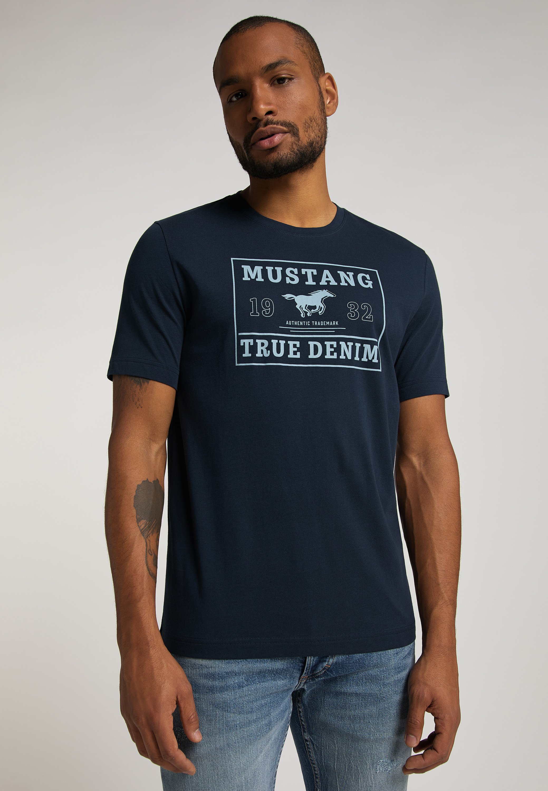 Mustang Print T-shirt - blau/blue 