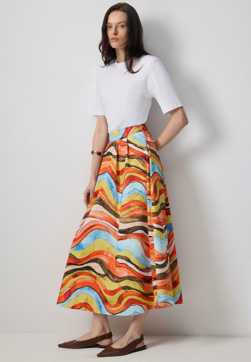 Jupe Midi A-Line Marks And Spencer - Floral Multicolore - Taille 20