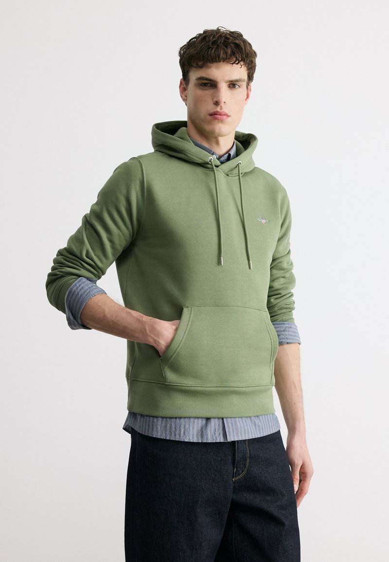 GANT Mikina s kapucí - dry herb green
