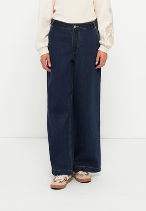 ONLINGRID MID WAIST WIDE - Wide leg - dark blue denim