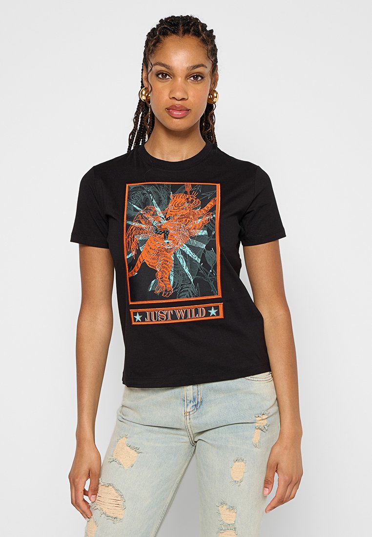 Just Cavalli T-shirt print zwart