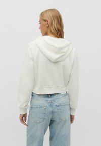 Stradivarius CROPPED  - Mikina so zipsom - white