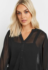 Yours Clothing SHEER NOTCH NECK - Camicetta - black