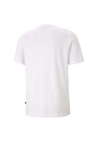 Balta trumpa rankovė t-shirt marškiniai, apvaliu iškirpimu, pagaminti iš lygaus medvilninio audinio. Su mažu prekės ženklu kairėje pusėje.