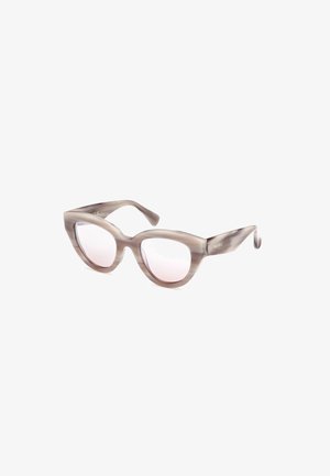 Gray translucent cat-eye sunglasses with light pink lenses. The frame features a smooth finish and slightly tapered arms.