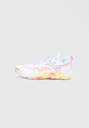 WAVE MOMENTUM - Volleyball shoes - white/calypso coral/pale banana