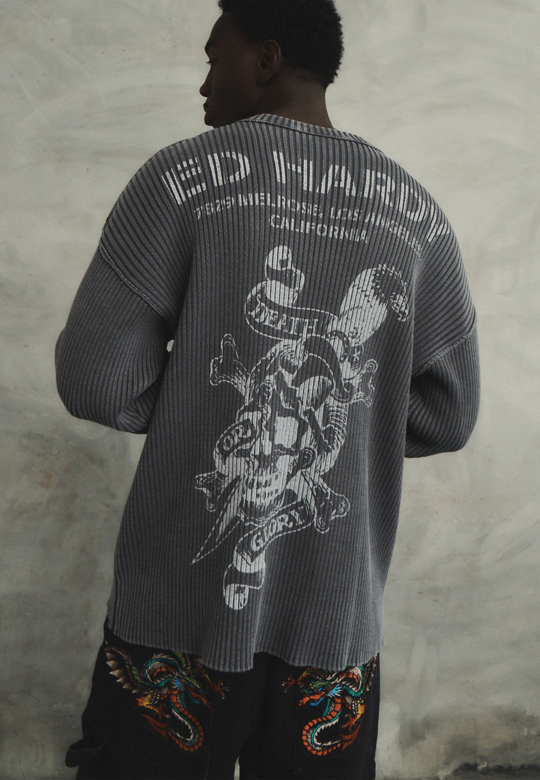evilact Ride Hard Die Free トレーナー Ed Hardy DRAG-BLADE-BACK RELAXED - Jersey de punto - charcoal/gris