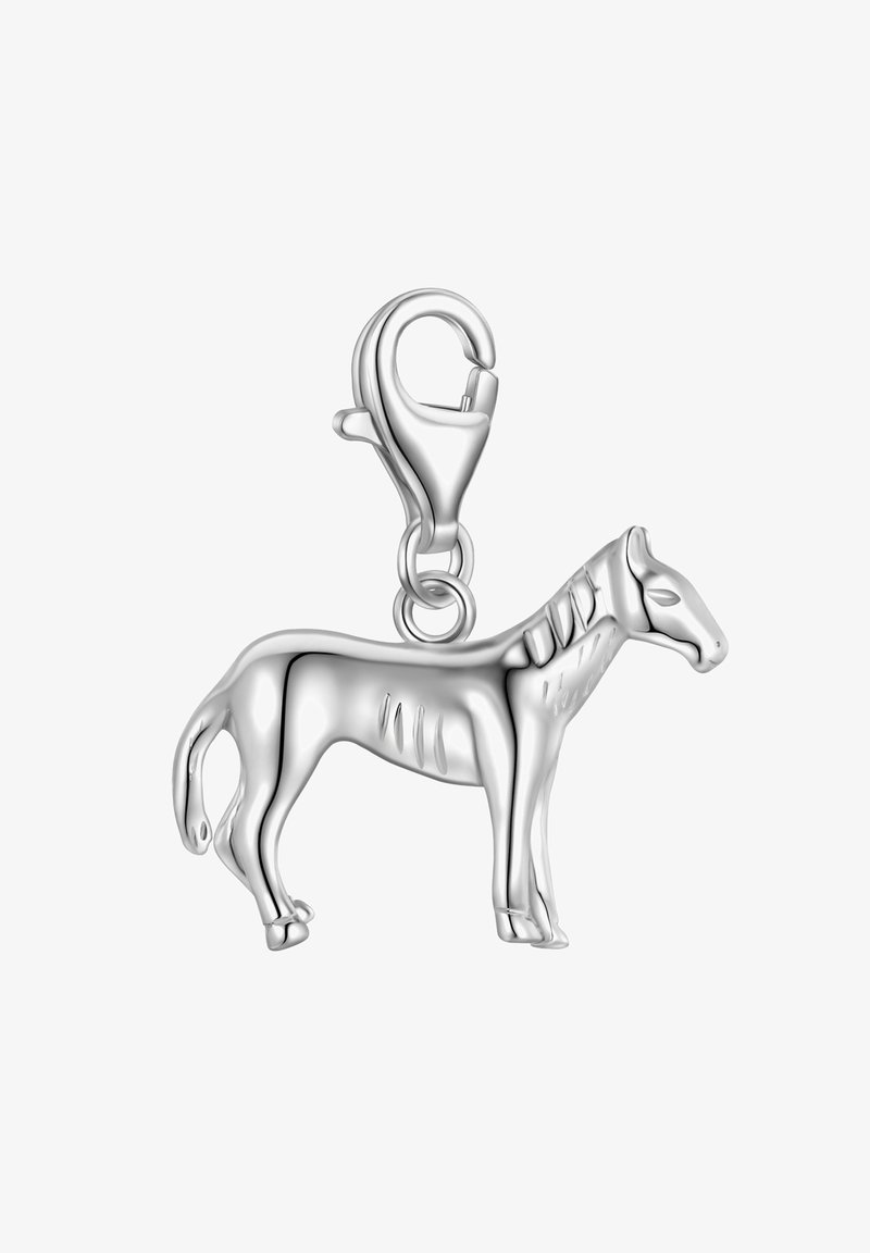 Silverhästsmycke med en krabbkrok, med detaljerade ansikts- och kroppskonturer, mjuk yta och synliga linjer längs kroppen.