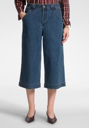 Elena Mirò, JEANS CROPPED WIDE LEG - Denim shorts - blu
