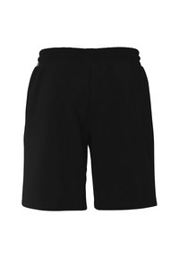 Shorts noirs en coton avec une taille élastique, dotés d'une coupe droite. Design simple sans poches ni détails matériels visibles.