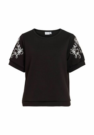 VILA, SHORT SLEEVED SWEATSHIRT VISIFFI ROUND NECK - T-shirt imprimé - black