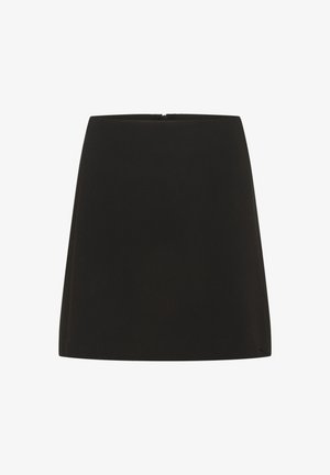 Mustad mini seelik sileda tekstuuriga, sirge lõikega ja peidetud tagasiriga, valmistatud venivast kangast mugavuse nimel.