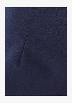 Navy fabric with a smooth, slightly lustrous texture. Features a seam running vertically along the surface. Suitable for garments or upholstery.