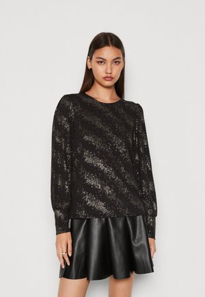 ONLY ONLPELLA FOIL PUFF - T-shirt à manches longues - black/gold