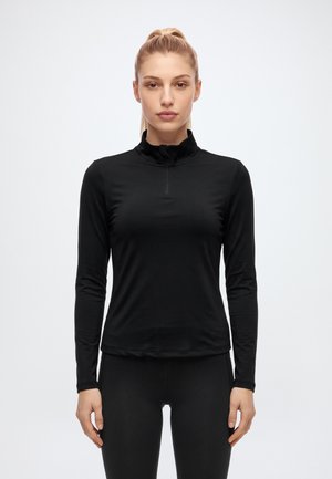 Even&Odd active by Zalando, ESSENTIAL TRAINING LONG SLEEVE RAGLAN TOP WITH 1/4 ZIP - T-shirt à manches longues - black