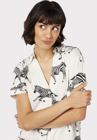 Chelsea Peers ZEBRA PRINT V-NECK BUTTON UP - Pyjama - white