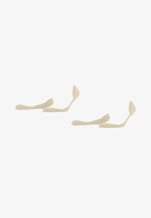 Beige Fersenpolster mit einem weichen Stofffinish, entworfen, um sich der Fußkontur anzupassen. Mit einer abgerundeten Kante für Komfort und Stabilität.