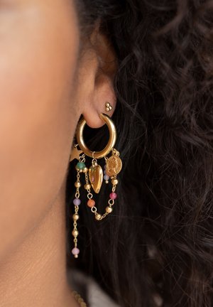 WITH HEART BEADED CORDS - Earrings - goudkleurig