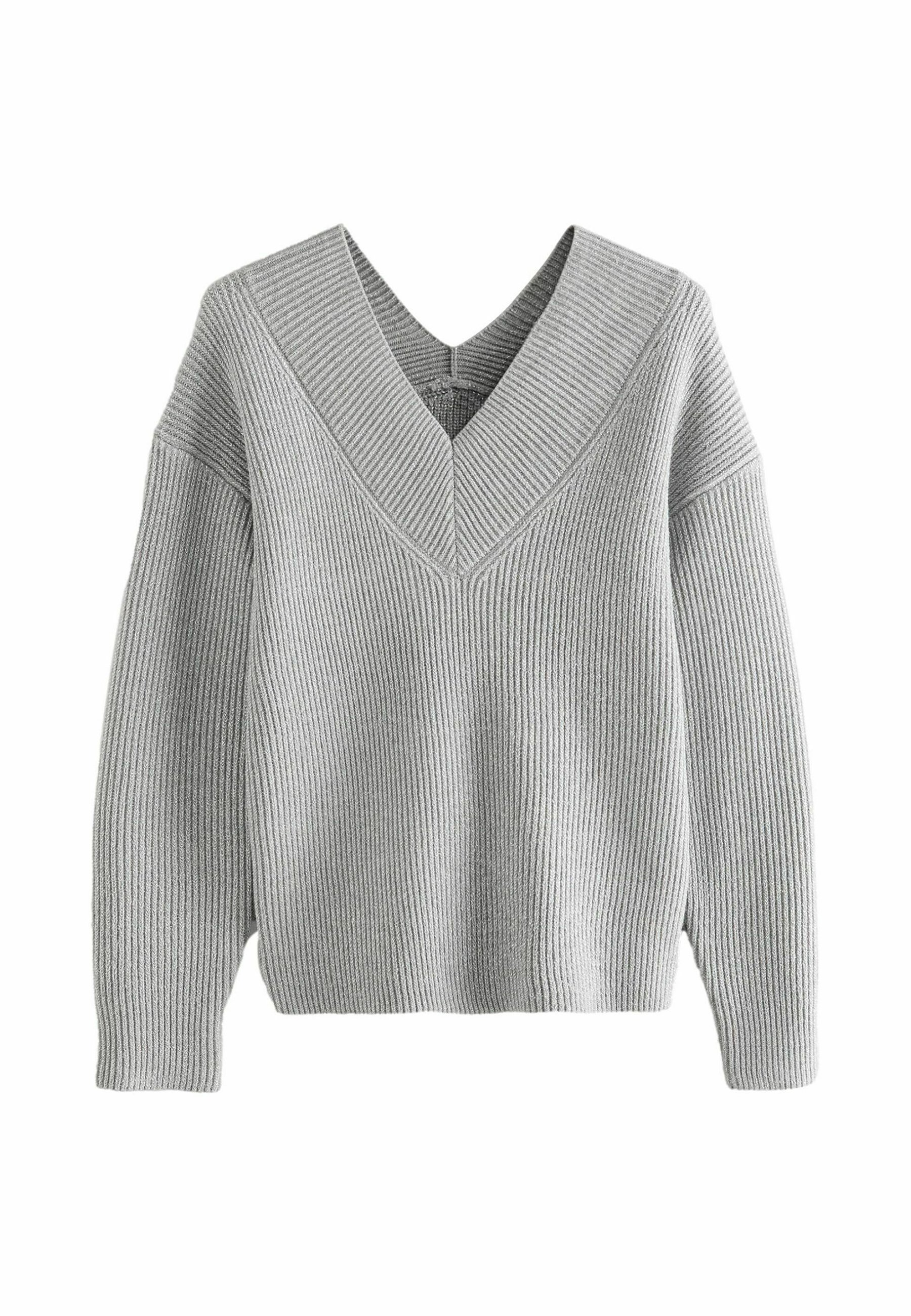 Next V-NECK - Pulover - grey sparkle/argintiu - Zalando.ro