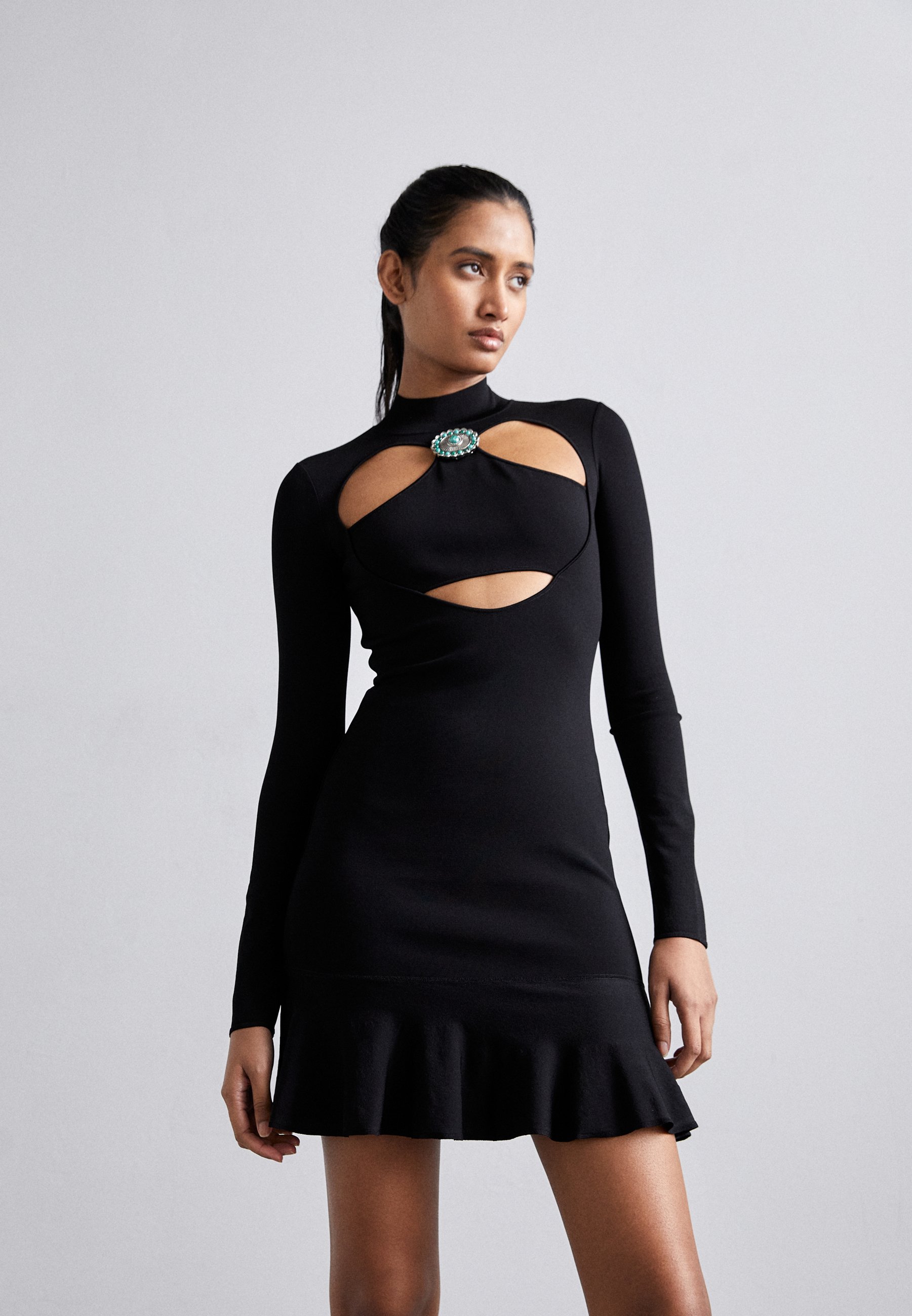 roberto cavalli black dress Pleat Jersey Halter Maxi Size 40 Out Silk Maxi Dress Plunging V Roberto Cavalli GOING OUT DRESS