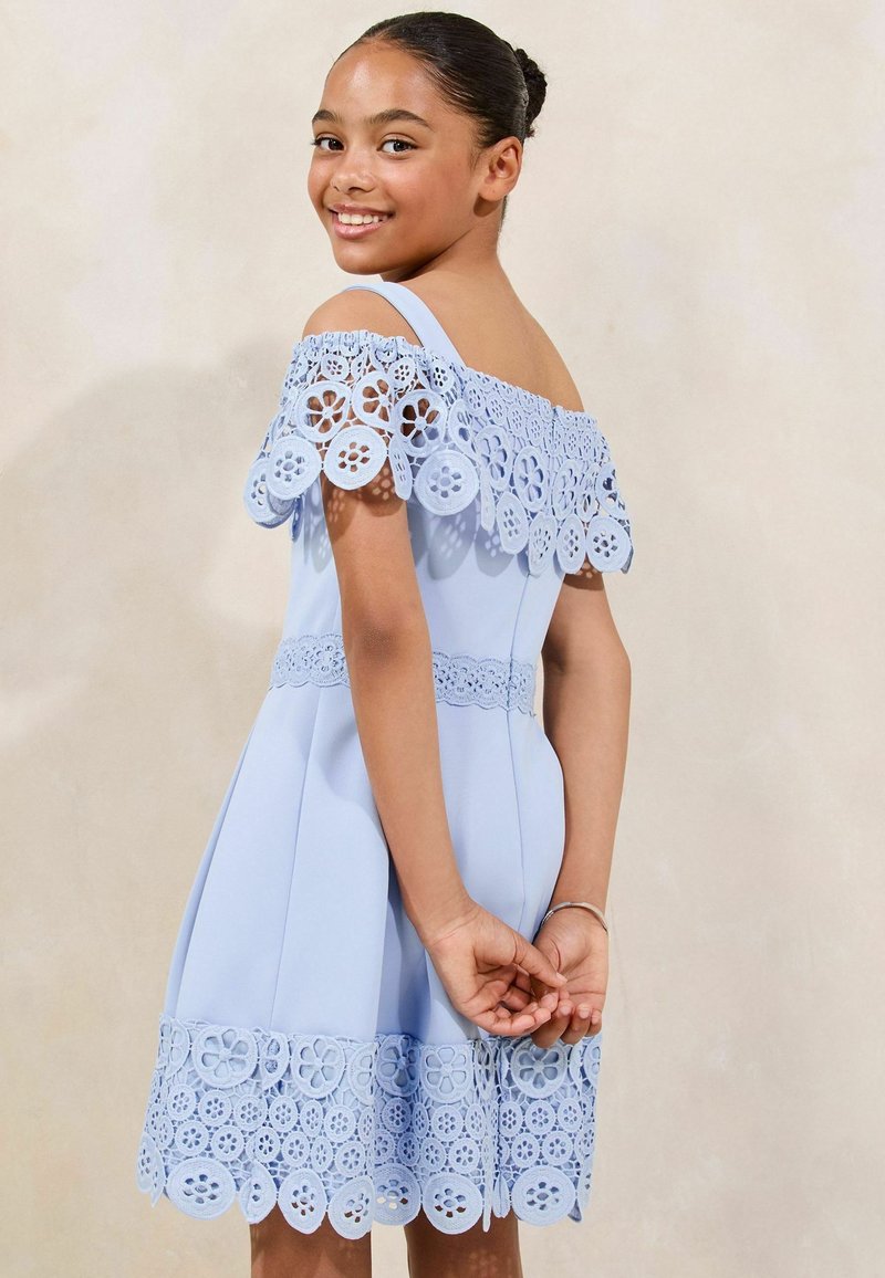 Cornflower Blue Crochet Formal Dress Lipsy REGULAR FIT COLD