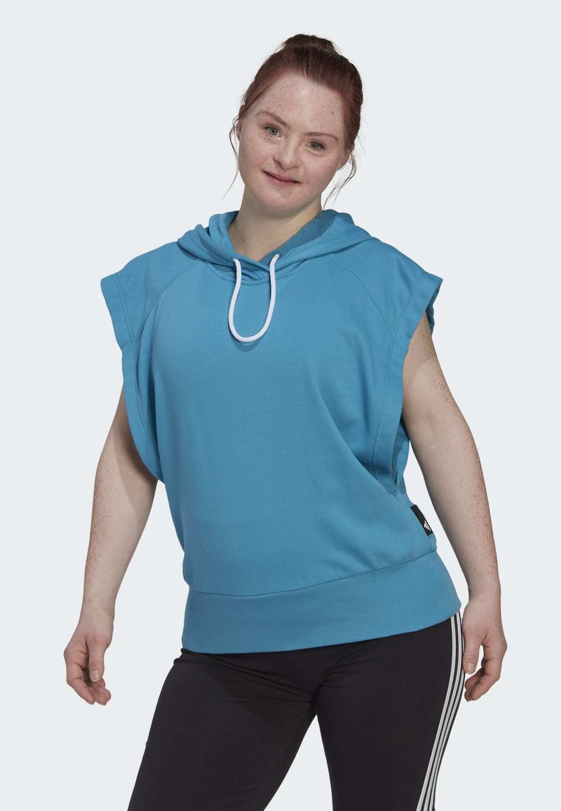 adidas Sportswear STUDIO LOUNGE HOODED Triko s potiskem blue/modrá