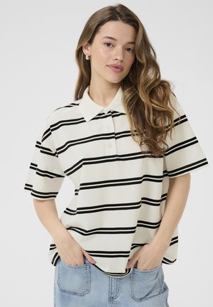 Kaffe KAPIRRIE  - Poloshirt - chalk w. black twin stripes