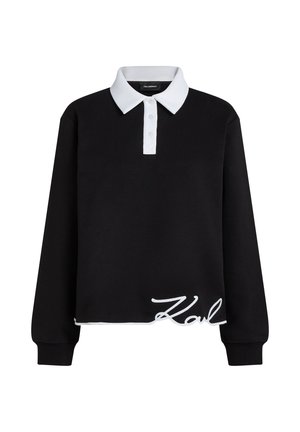 KARL LAGERFELD, SIGNATURE HEM POLO SWEATSHIRT - Μπλούζα με μακριά μανίκια - black