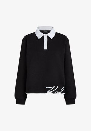KARL LAGERFELD, SIGNATURE HEM POLO SWEATSHIRT - Μπλούζα με μακριά μανίκια - black