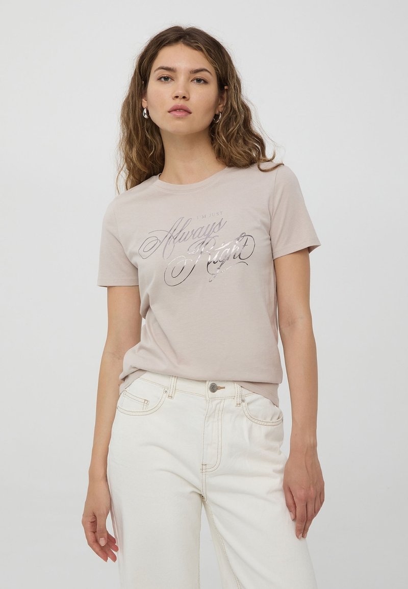 Terranova SCRITTA LAMINATA - T-shirt con stampa - grigio chiaro